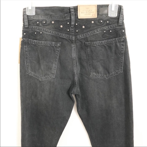 Polo Ralph Lauren Callen Studded High Rise Slim Jeans Black Sz 24 - Picture 8 of 13